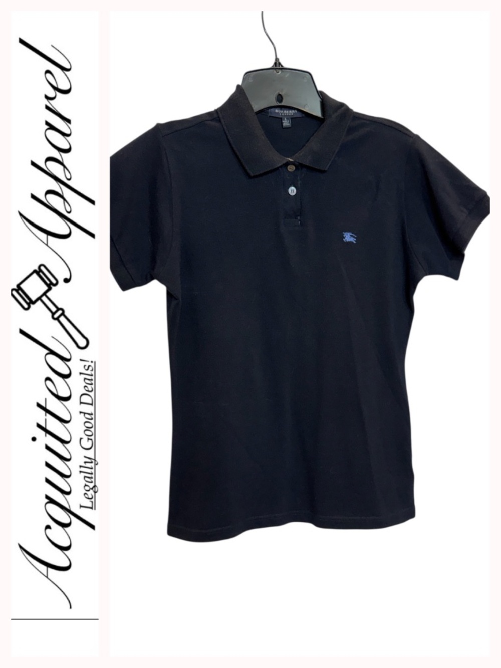 Burberry London Boys Dark Navy Blue Short Sleeve Polo Shirt with Blue Logo